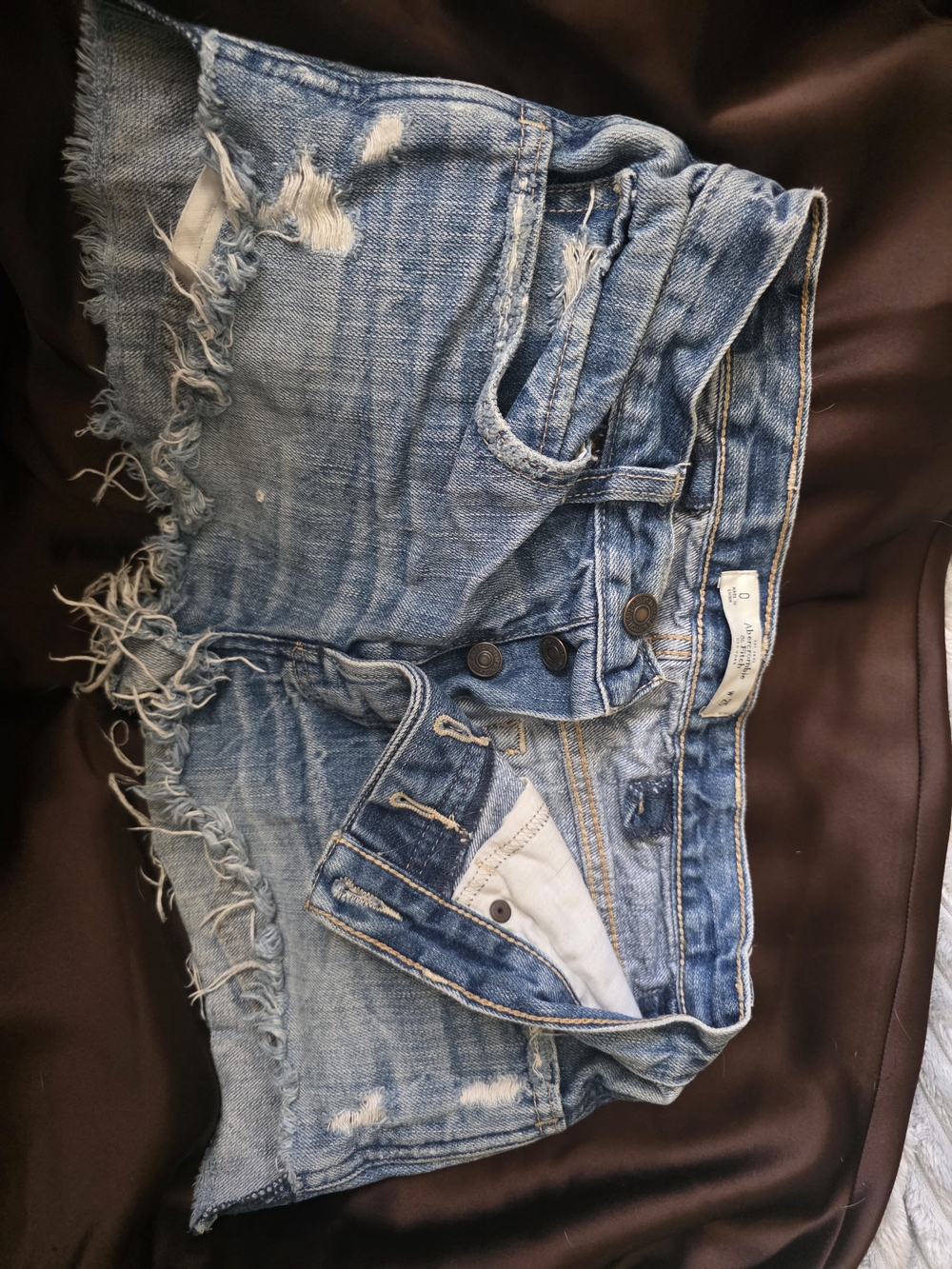 Abercrombie Frayed Light Blue Distressed Denim Shorts